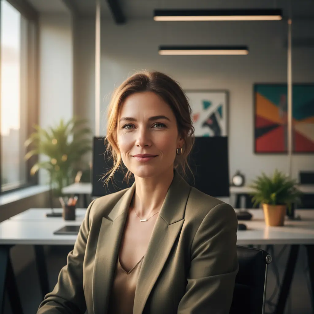 A confident mid-career professional preparing for a 2026 performance review with data-backed insights.