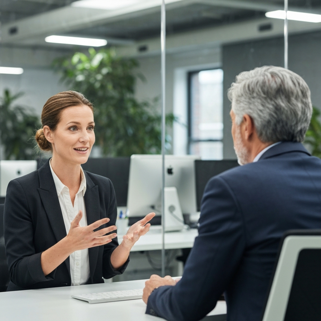 A candid moment of an authentic conversation during a modern job interview.