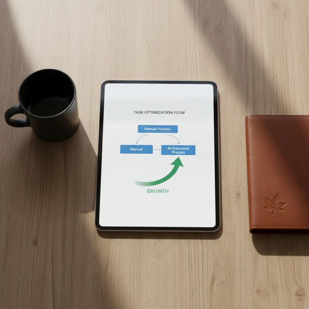 A minimalist visual representation of a streamlined business workflow optimized by AI.