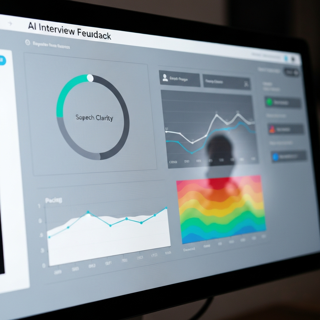 A visual breakdown of AI-generated feedback metrics including speech clarity and sentiment analysis.